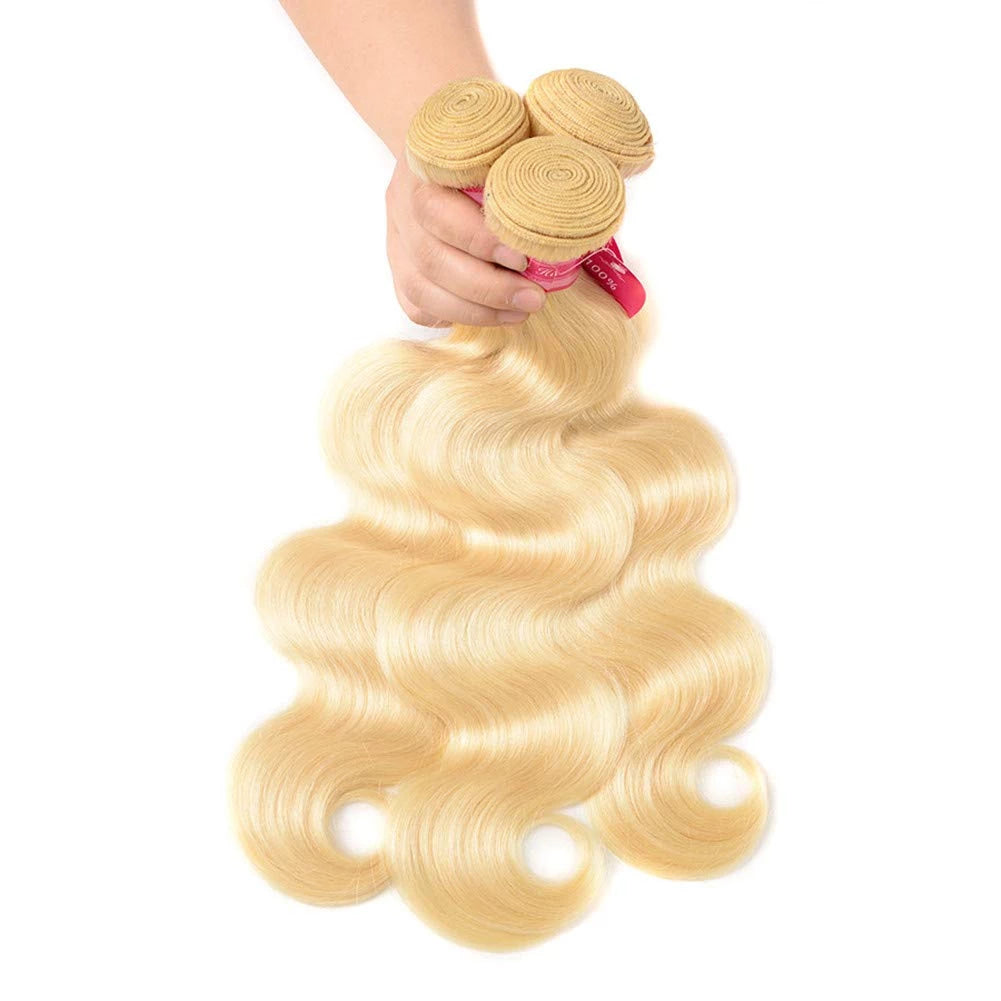 Feelmorelikeuhair.com Product 613 Body Wave Human Hair Bundles 3 Bundles 100% Brazilian Remy Human Hair Extensions 613 Platinum Blonde Human Hair Weave Bundles for Black Women(28...