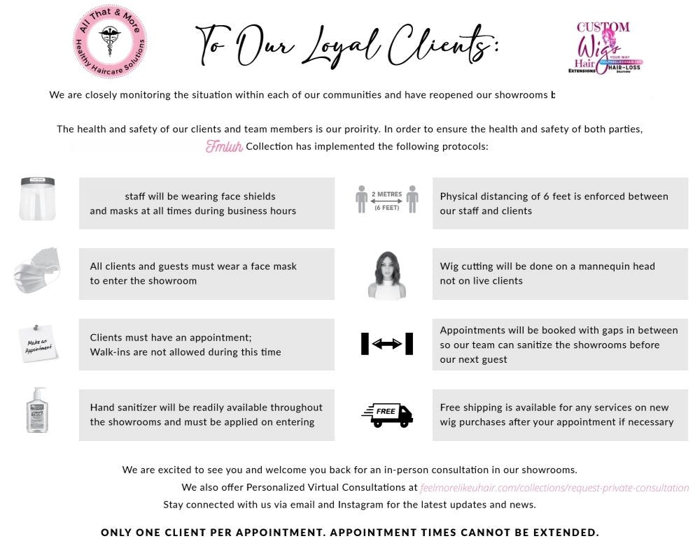 Schedule Your Appointment. Book A Virtual Video Call Consultation or Visit Our Showroom. Get Natural Looking Personalized Solutions. Our Wig experts can assist you in choosing the ideal wig or topper to reflect your own unique style.