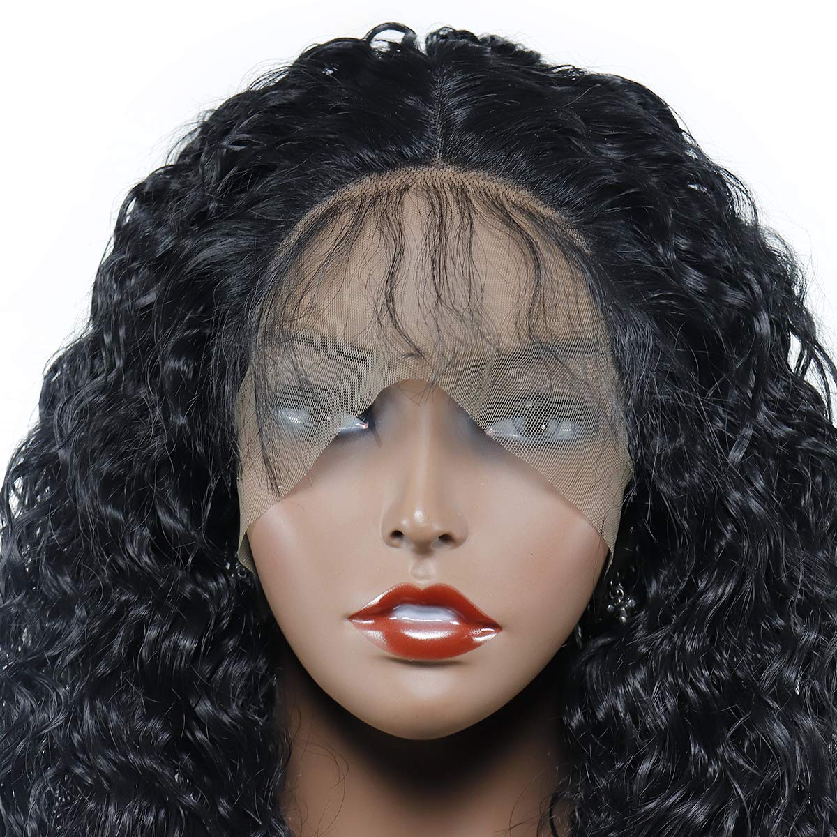 Human Hair Blend Lace Frontal Custom Hand-Tied Hair System Wig with Baby Hair - Loose Curly