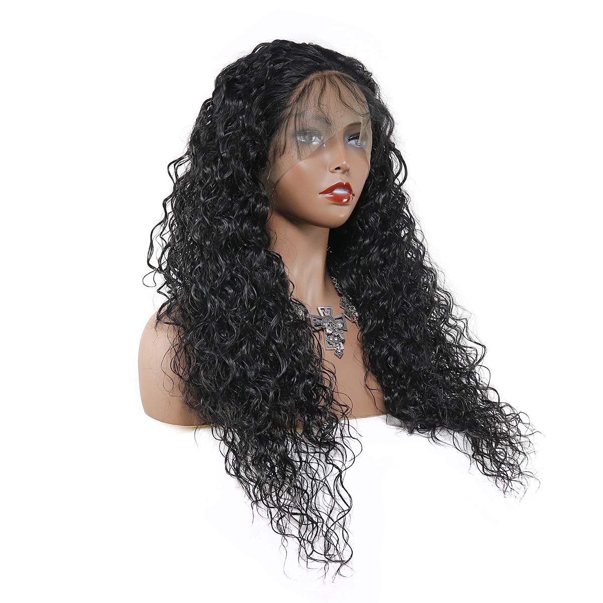 Human Hair Blend Lace Frontal Custom Hand-Tied Hair System Wig with Baby Hair - Loose Curly