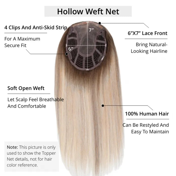 Custom Faith Platinum Blonde With Dark Roots Light Volume Human Hair piece Hair Topper | Lace Front Clip In Women Hairpieces