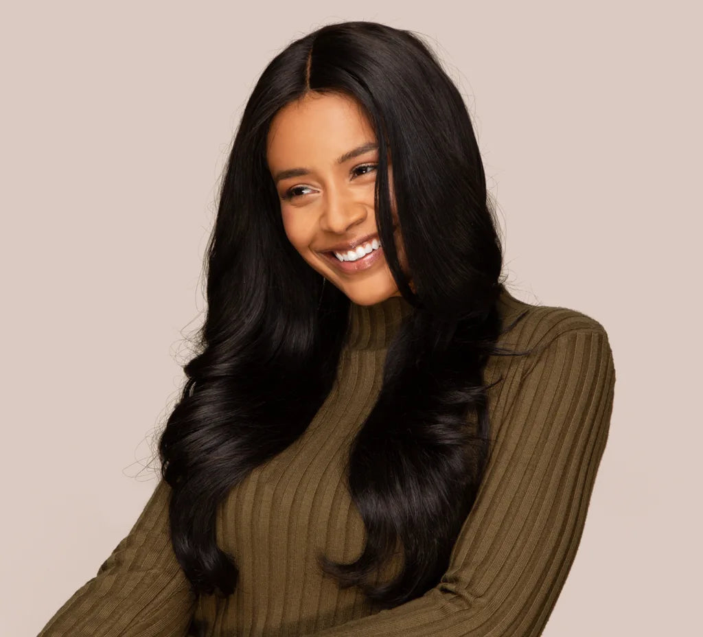 CLIP-IN HAIR EXTENSIONS Get the hair of your dreams in an instant with our seamless clip-in extensions. Featuring a thin, polyurethane (PU) weft that flawlessly blends with your own hair. Ditch the tracks for a clip-in experience that is truly seamless.