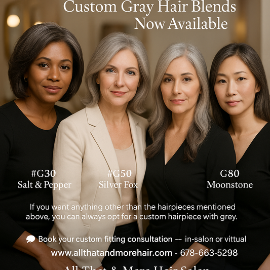 T.R.E.A.T. Signature Hair Alternative – Hand-Tied Crown thinning, balding, hair-loss Solution  – Gray Color Special Edition Grace Meets Glamour in Every Strand