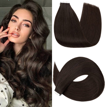 Tape in Hair Extensions Human Hair Dark Brown Hair Extensions Tape in Invisible Tape in Extensions Real Human Hair Tape in Seamless Human Hair Extensions 18 Inch #1 40pcs 100g