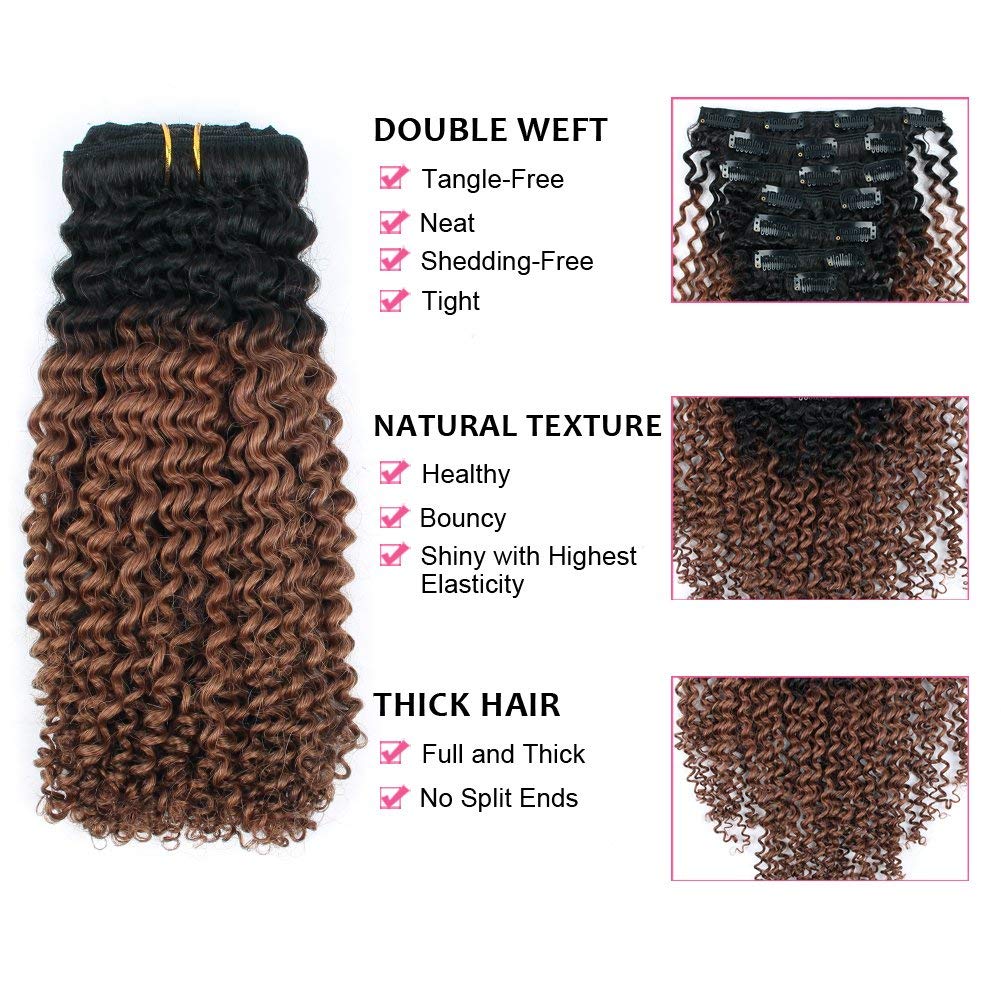 HAIR Ombre Human Hair Extensions 3C 4A Clip in Double Weft Real Remy Human Hair for African American, Natural Black Fading into Light Auburn Beauty Salon Application Near Me - Book Appointment 1.678.663.5298