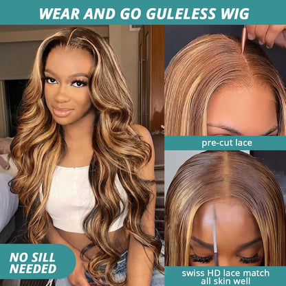 Beauty & personal Care, Hair Care, Hair Extensions, Hair replacement, Wigs & Accessories,Glueless Wigs Human Hair Pre Plucked Pre Cut 24 Inch 5x5 HD Lace Closure Wigs Human Hair 180% Density Body Wave Lace Front Wig, 4/27 Ombre Highlight Honey Blonde Wig, ALL THAT & MORE CUSTOM HAIR EXTENSIONS, HAIRPIECES, WEAVES & WIG SALON SERVICES, Free lace front Wig Install service near me voucher, wig of the month deal, coupon, discounts