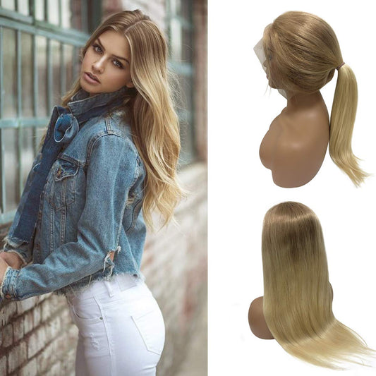 Cranial Prosthesis: Ombre Blonde Hair Enhancement System Natural-Looking Non-Surgical Hair Restoration Unit | Seamless Golden Blonde