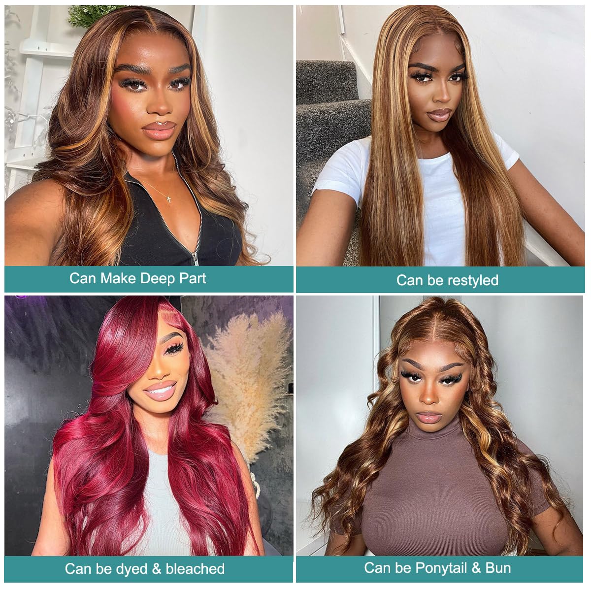 Beauty & personal Care, Hair Care, Hair Extensions, Hair replacement, Wigs & Accessories,Glueless Wigs Human Hair Pre Plucked Pre Cut 24 Inch 5x5 HD Lace Closure Wigs Human Hair 180% Density Body Wave Lace Front Wig, 4/27 Ombre Highlight Honey Blonde Wig, ALL THAT & MORE CUSTOM HAIR EXTENSIONS, HAIRPIECES, WEAVES & WIG SALON SERVICES, Free lace front Wig Install service near me voucher, wig of the month deal, coupon, discounts