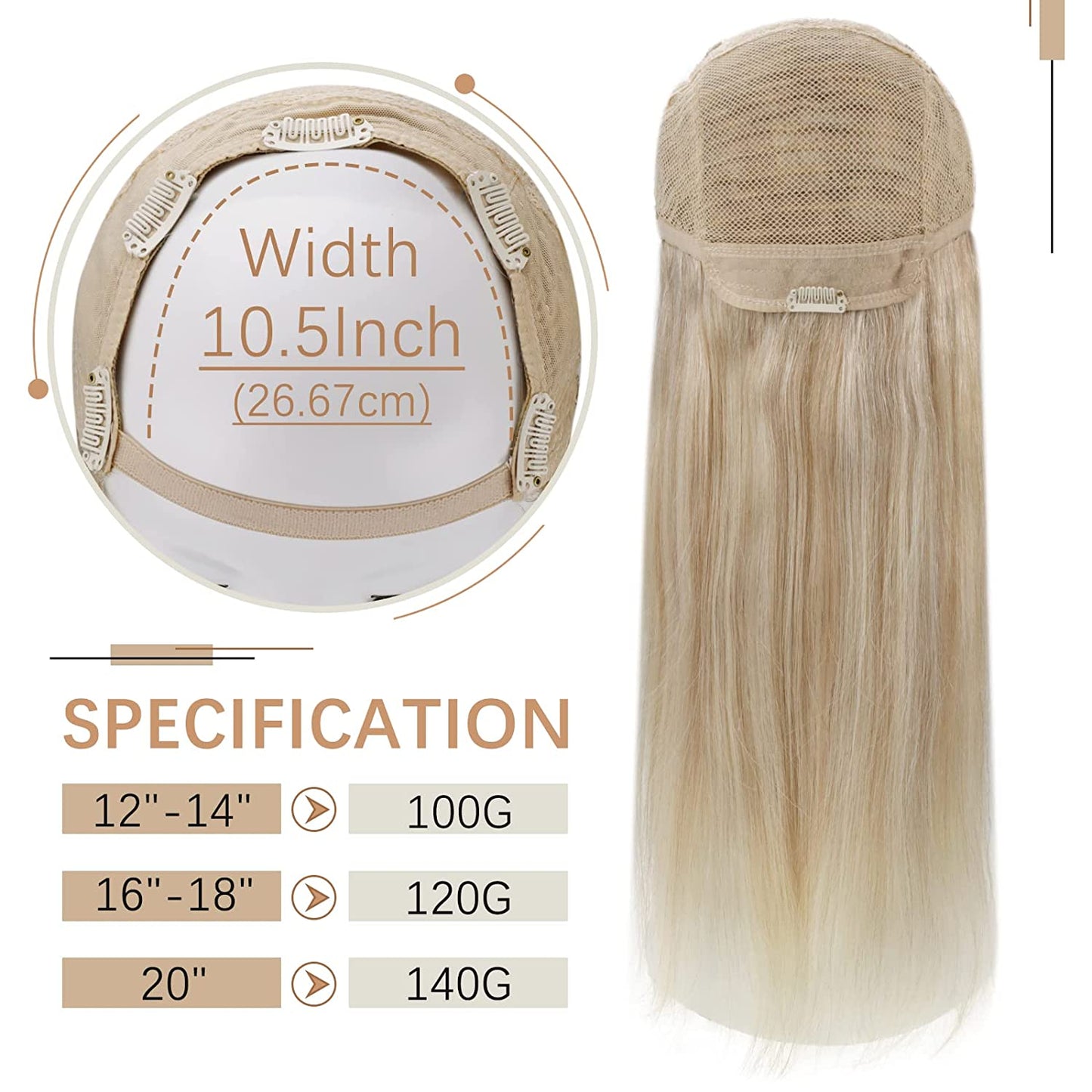 European Straight Clip In Hair Extensions Half Wig Custom Real Human Hair Ready 2 Wear