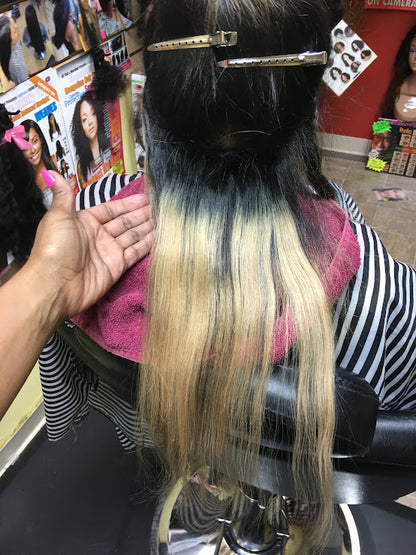 Best Hair extension installment Atlanta_Best_Braidless_Sew-in_Micro_Link_Installation_Before_After_Natural_Straight | Book Appointment