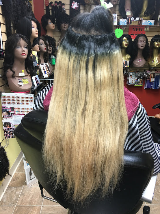 Braidless Sew-in (Micro Link) Installation Before & After | Natural Straight