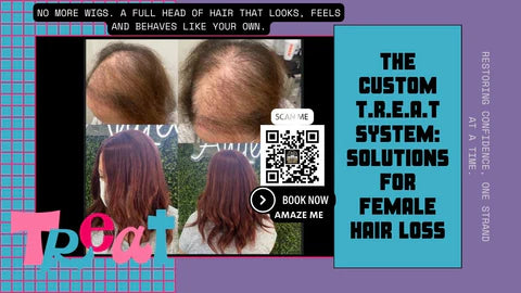 before and after image of hair loss results Are You Struggling With Thinning or hair Loss? DISCOVER THE T.R.E.A.T SYSTEM FOR FEMALE HAIR LOSS-Human Hair Topper, Wavy Skin Scalp Top Hair Pieces for Women with Hair Loss or Thin Hair