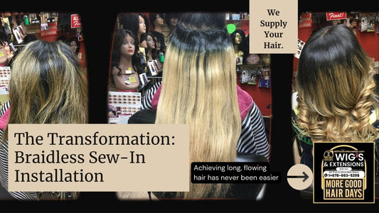 women with Braidless Sew-in (Micro Link) Installation Before & After