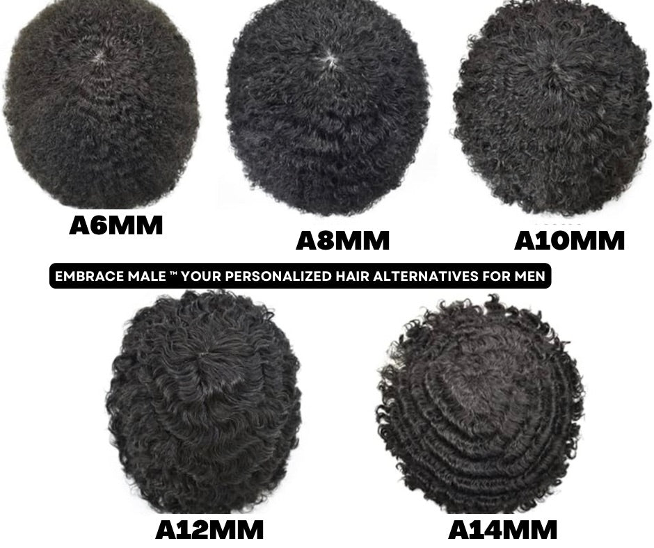 Embrace MALE HAIR Afro Curl Toupee For Black Men Brazilian Remy Human Hair Full Poly African American Human Hair System THIN SKIN Man Weave Balding Mens Custom Hair Unit