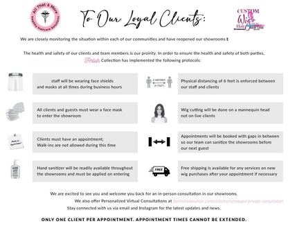 Schedule Your Appointment. Book A Virtual Video Call Consultation or Visit Our Showroom. Get Natural Looking Personalized Solutions. Our Wig experts can assist you in choosing the ideal wig or topper to reflect your own unique style.