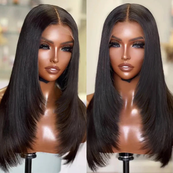 Limited Design Custom Professional Cut Trendy Layered Pre-plucked Glueless Ready 2 Wear Lace Wig 100% Human Hair| Mothers Day Flash Sale