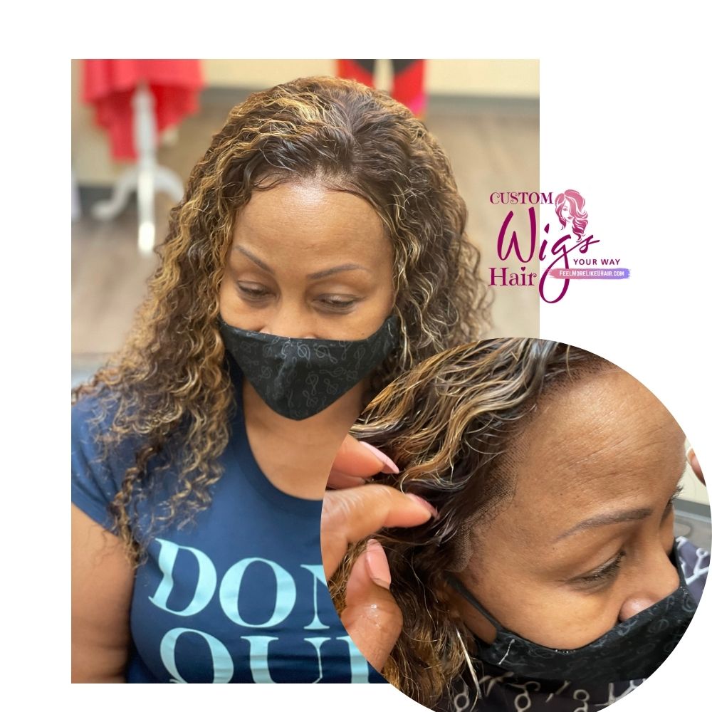 18" Firstina Divine Custom Handmade  Precolored Wavy Premium 100% Human Hair Medical Grade Hair System Wig