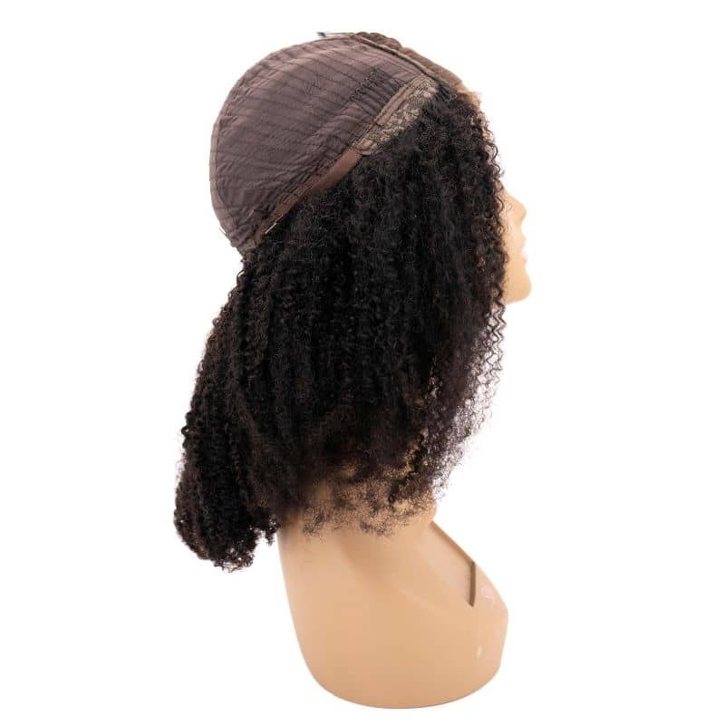 Afro Kinky Curly 4x4 Lace Closure Wig Human Hair Pre Plucked with Baby Hair 4c Curly Coily