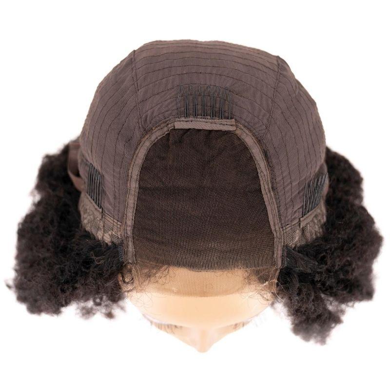 Afro Kinky Curly 4x4 Lace Closure Wig Human Hair Pre Plucked with Baby Hair 4c Curly Coily