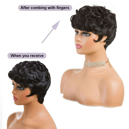 Shop Short Pixie Cut Wavy Synthetic Wig Color-Black Firstina Hair Replacement Short Pixie Cut Wig for Black Women Pixie Cut Wig with  Bangs Short Curly Wigs for Black Women Natural Wavy Layered Pixie Wig for African Hair Color different hair loss hairpiece hair replacement system products including men’s toupees, women’s wigs, toppers and hair extensions, wholesalers, including online shop owners, salon owners, hair stylists regional wig and hair system hairpieces distributors.feelmorelikeuhair.com