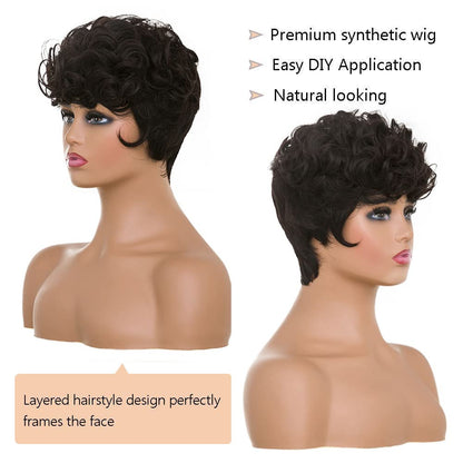 Shop Short Pixie Color Curly-Dark Brown Synthetic Wig Hair Replacement Short Pixie Cut Wig for Black Women Pixie Cut Wig with Bangs Short Curly Wigs for Black Women Natural Wavy Layered Pixie Wig for African Hair Color different hair loss hairpiece hair replacement system products including men’s toupees, women’s wigs, toppers and hair extensions, wholesalers, including online shop owners, salon owners, hair stylists regional wig and hair system hairpieces distributors. feelmorelikeuhair.com