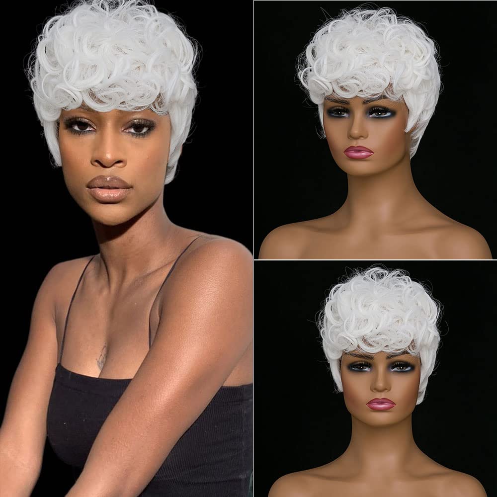 Shop Short Pixie Cut Curly Synthetic Wig Color-White Firstina Hair Replacement Short Pixie Cut Wig for Black Women Pixie Cut Wig with  Bangs Short Curly Wigs for Black Women Natural Wavy Layered Pixie Wig for African Hair Color different hair loss hairpiece hair replacement system products including men’s toupees, women’s wigs, toppers and hair extensions, wholesalers, including online shop owners, salon owners, hair stylists regional wig and hair system hairpieces distributors.feelmorelikeuhair.com