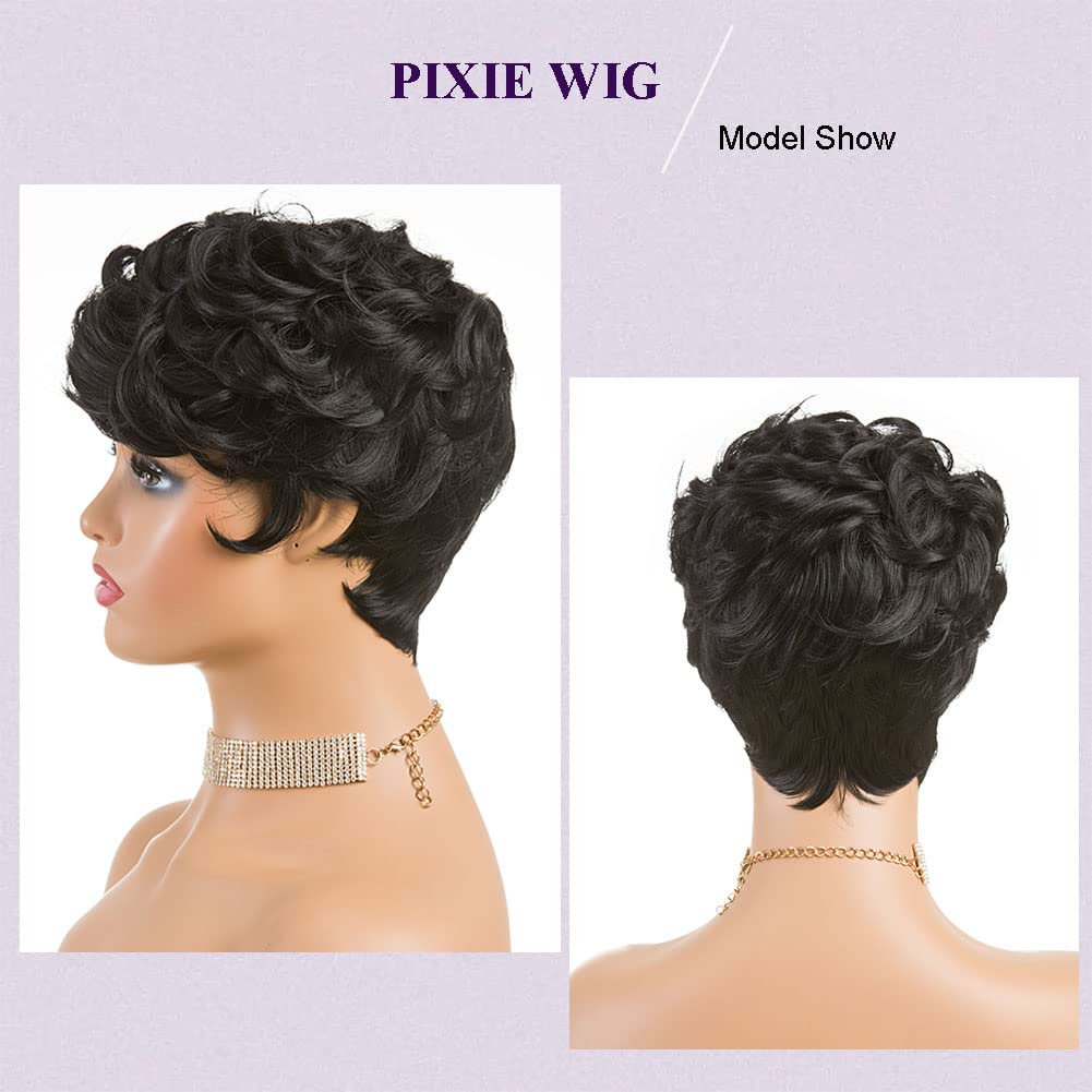 Shop Short Pixie Cut Wavy Synthetic Wig Color-Black Firstina Hair Replacement Short Pixie Cut Wig for Black Women Pixie Cut Wig with  Bangs Short Curly Wigs for Black Women Natural Wavy Layered Pixie Wig for African Hair Color different hair loss hairpiece hair replacement system products including men’s toupees, women’s wigs, toppers and hair extensions, wholesalers, including online shop owners, salon owners, hair stylists regional wig and hair system hairpieces distributors.feelmorelikeuhair.com