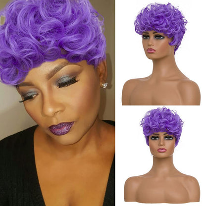 Shop Short Pixie Cut Curly Synthetic Wig Color-Light Purple Firstina Hair Replacement Short Pixie Cut Wig for Black Women Pixie Cut Wig with  Bangs Short Curly Wigs for Black Women Natural Wavy Layered Pixie Wig for African Hair Color different hair loss hairpiece hair replacement system products including men’s toupees, women’s wigs, toppers and hair extensions, wholesalers, including online shop owners, salon owners, hair stylists regional wig and hair system hairpieces distributors.feelmorelikeuhair.com