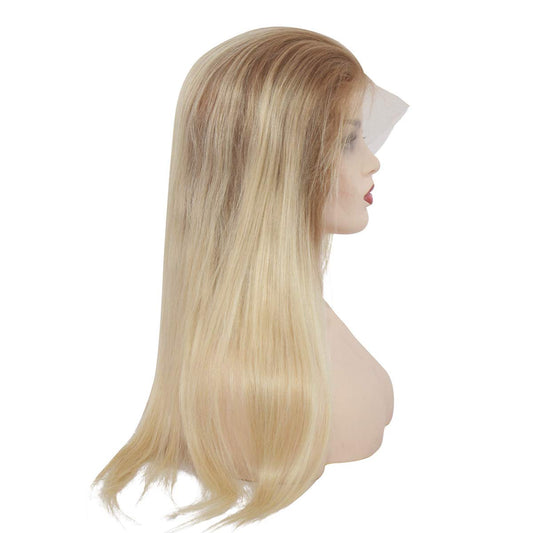 16" Divine Custom Color Wig Ombre Blonde with Rooting Golden Brown to Bleached Blonde 613 Pre Plucked Hairline -  All That & More Salon Presents up to 50% off- Hope & Hair Breast Cancer Awareness Weekend Event