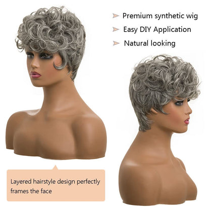 Shop Short Pixie Color Curly-Black Mixed Silver Synthetic Wig Hair Replacement Short Pixie Cut Wig for Black Women Pixie Cut Wig with Bangs Short Curly Wigs for Black Women Natural Wavy Layered Pixie Wig for African... Color :  different hair replacement system products including men’s toupees, women’s wigs, toppers and hair extensions,  wholesalers, including online shop owners, salon owners, hair stylists and regional wig and hair system distributors. feelmorelikeuhair.com