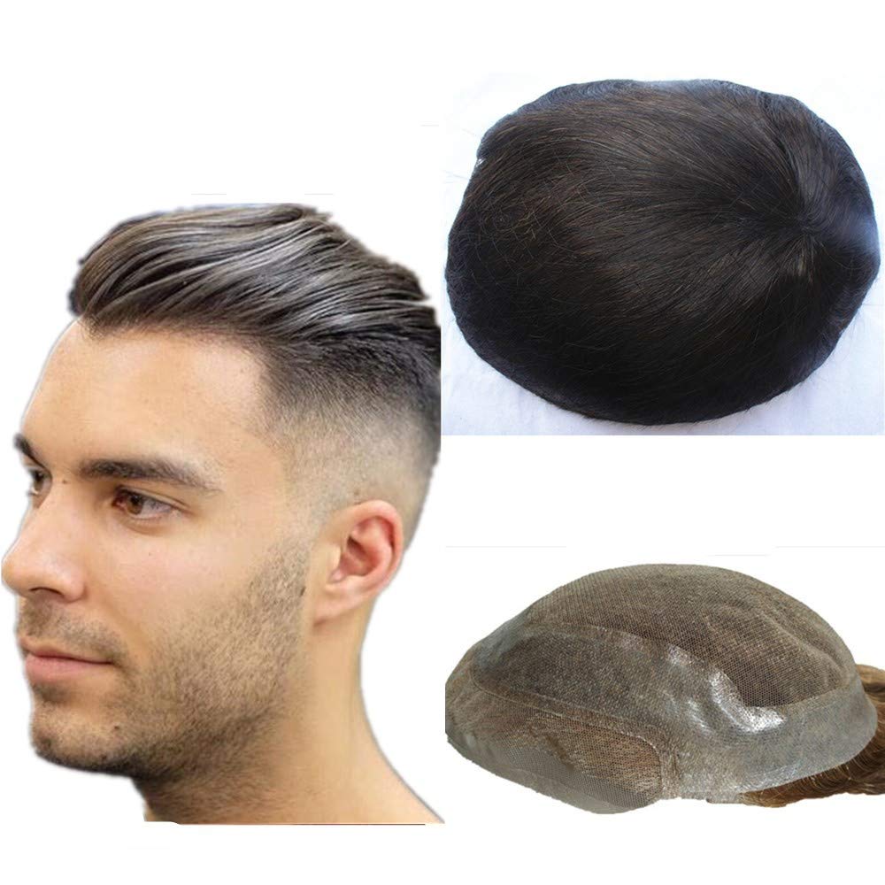 Men Custom Human Hairpiece  Replacement System Dark Brown (#2) | David