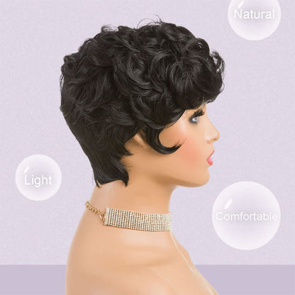 Shop Short Pixie Cut Wavy Synthetic Wig Color-Black Firstina Hair Replacement Short Pixie Cut Wig for Black Women Pixie Cut Wig with  Bangs Short Curly Wigs for Black Women Natural Wavy Layered Pixie Wig for African Hair Color different hair loss hairpiece hair replacement system products including men’s toupees, women’s wigs, toppers and hair extensions, wholesalers, including online shop owners, salon owners, hair stylists regional wig and hair system hairpieces distributors.feelmorelikeuhair.com