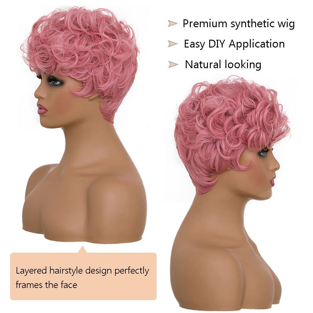 Shop Short Pixie Cut Curly Synthetic Wig Color-Pink Firstina Hair Replacement Short Pixie Cut Wig for Black Women Pixie Cut Wig with  Bangs Short Curly Wigs for Black Women Natural Wavy Layered Pixie Wig for African Hair Color different hair loss hairpiece hair replacement system products including men’s toupees, women’s wigs, toppers and hair extensions, wholesalers, including online shop owners, salon owners, hair stylists regional wig and hair system hairpieces distributors.feelmorelikeuhair.com