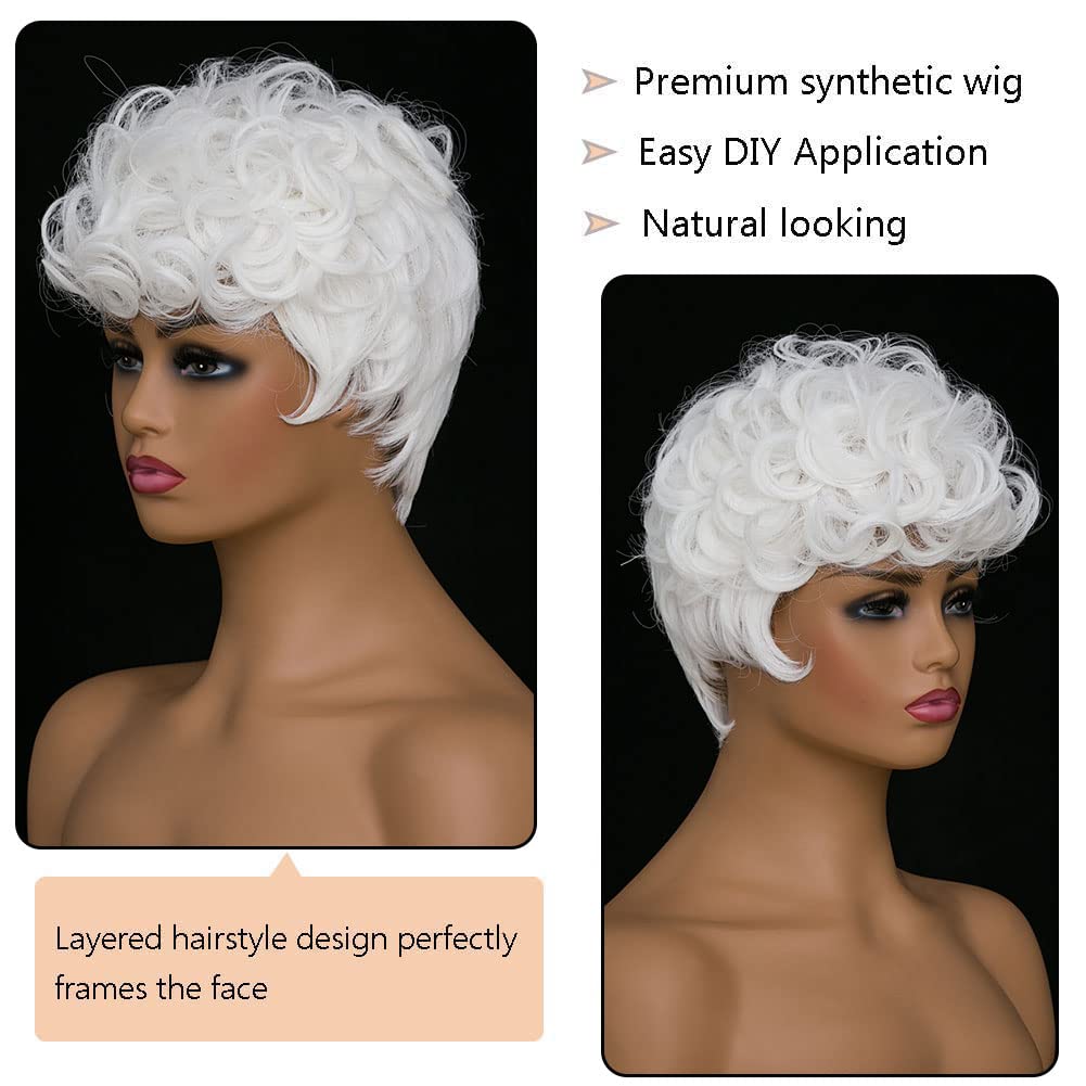 Shop Short Pixie Cut Curly Synthetic Wig Color-White Firstina Hair Replacement Short Pixie Cut Wig for Black Women Pixie Cut Wig with  Bangs Short Curly Wigs for Black Women Natural Wavy Layered Pixie Wig for African Hair Color different hair loss hairpiece hair replacement system products including men’s toupees, women’s wigs, toppers and hair extensions, wholesalers, including online shop owners, salon owners, hair stylists regional wig and hair system hairpieces distributors.feelmorelikeuhair.com
