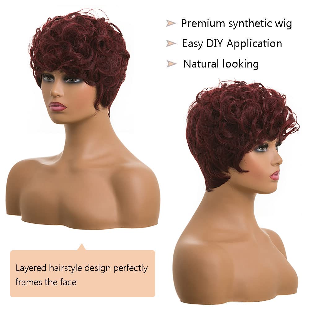 Shop Short Pixie Color Burgundy 99J hair color Wig Hair Replacement Short Pixie Cut Wig for Black Women Pixie Cut Wig with Bangs Short Curly Wigs for Black Women Natural Wavy Layered Pixie Wig for African... Color : different hair replacement system products including men’s toupees, women’s wigs, toppers and hair extensions, wholesalers, including online shop owners, salon owners, hair stylists regional wig and hair system distributors. feelmorelikeuhair.com