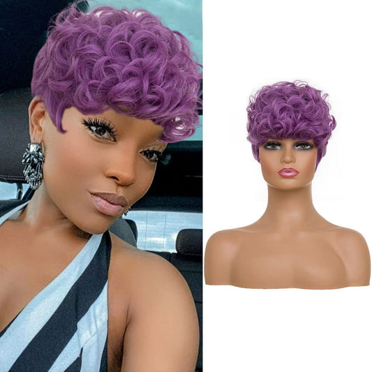 Shop Short Pixie Color Curly-Curly-Dark Purple Synthetic Wig Hair Replacement Short Pixie Cut Wig for Black Women Pixie Cut Wig with  Bangs Short Curly Wigs for Black Women Natural Wavy Layered Pixie Wig for African Hair Color different hair loss hairpiece hair replacement system products including men’s toupees, women’s wigs, toppers and hair extensions, wholesalers, including online shop owners, salon owners, hair stylists regional wig and hair system hairpieces distributors.feelmorelikeuhair.com