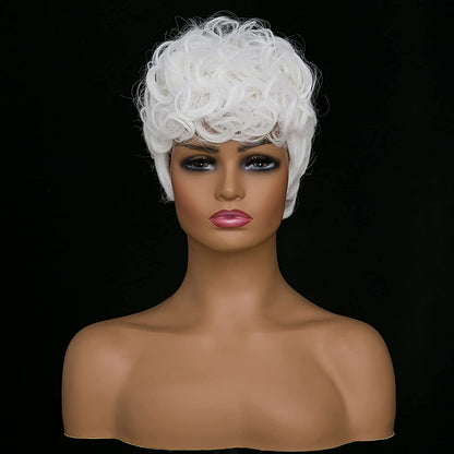 Shop Short Pixie Cut Curly Synthetic Wig Color-White Firstina Hair Replacement Short Pixie Cut Wig for Black Women Pixie Cut Wig with  Bangs Short Curly Wigs for Black Women Natural Wavy Layered Pixie Wig for African Hair Color different hair loss hairpiece hair replacement system products including men’s toupees, women’s wigs, toppers and hair extensions, wholesalers, including online shop owners, salon owners, hair stylists regional wig and hair system hairpieces distributors.feelmorelikeuhair.com