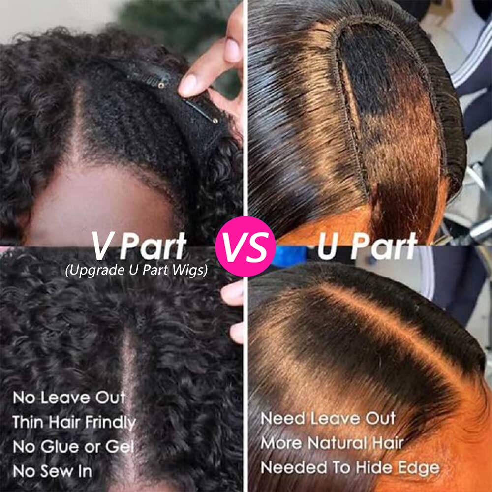 Upgraded Protective Style Custom Wig | No Leave Out Clip in Half Wig Thin Lace Front Virgin Brazilian Jerry Curly Hair Human Hair Wigs With Baby Hair 150% Density Natural Color 14 - 24 inch