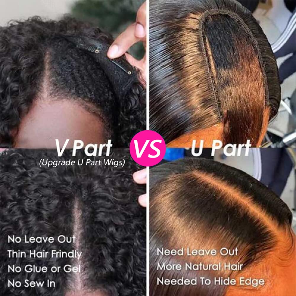 Upgraded Protective Style Custom Wig | No Leave Out Clip in Half Wig Thin Lace Front Virgin Brazilian Kinky Straight Hair Human Hair Wigs Natural Color 14 - 26 inch Yaki Straight