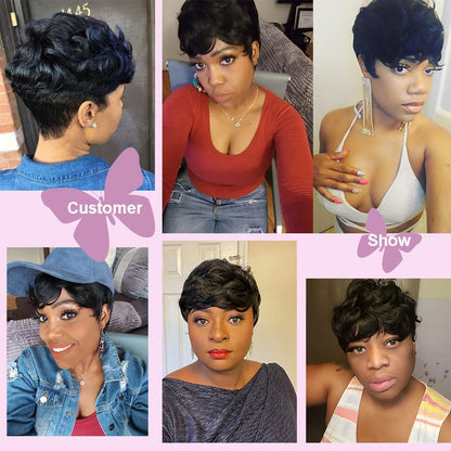 Shop Short Pixie Cut Wavy Synthetic Wig Color-Black Firstina Hair Replacement Short Pixie Cut Wig for Black Women Pixie Cut Wig with  Bangs Short Curly Wigs for Black Women Natural Wavy Layered Pixie Wig for African Hair Color different hair loss hairpiece hair replacement system products including men’s toupees, women’s wigs, toppers and hair extensions, wholesalers, including online shop owners, salon owners, hair stylists regional wig and hair system hairpieces distributors.feelmorelikeuhair.com