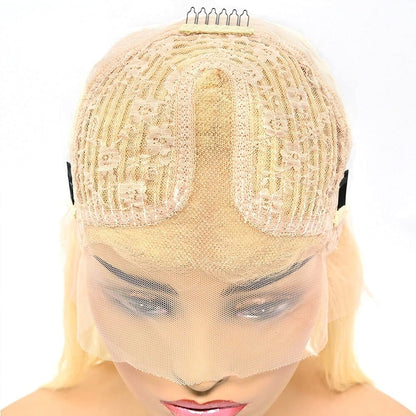 Ombre Blonde Dark Roots Lace Front Bob Wig | Ready 2 Wear Pre Plucked Hairline-Yes