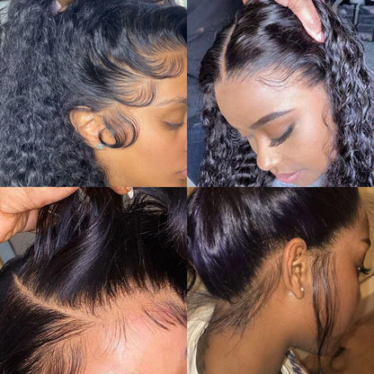 13x6 Transparent Lace Front Wigs Human Hair Curly Human Hair Wigs for Black Women 200% Density Glueless Lace Frontal Wigs Brazilian Virgin Human Hair Pre Plucked Bleached Knots Curly Wigs (20-32inch)