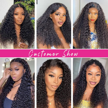 13x6 Transparent Lace Front Wigs Human Hair Curly Human Hair Wigs for Black Women 200% Density Glueless Lace Frontal Wigs Brazilian Virgin Human Hair Pre Plucked Bleached Knots Curly Wigs (20-32inch)