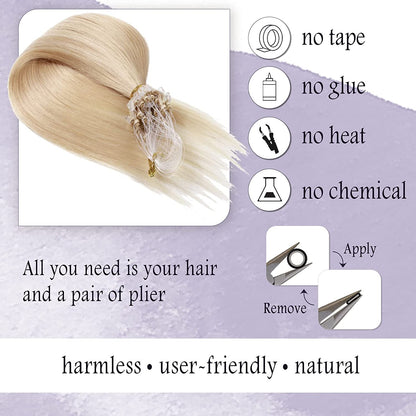 DESCRIPTION Pack 100 Strands Style Straight Application Time 2 - 3 Hours (Approx.) Life 6 - 12 Months Weight 1.0g/strand Fiber 100% Remy Human Hair Note 200-300 strands are recommended for full head. Usage Flat iron, wash and dry, curl available, but the hair color can not be dyed light.