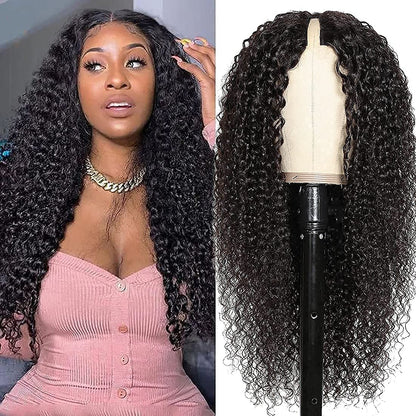 Upgraded Protective Style Custom Wig | No Leave Out Clip in Half Wig Thin Lace Front Virgin Brazilian Jerry Curly Hair Human Hair Wigs With Baby Hair 150% Density Natural Color 14 - 24 inch