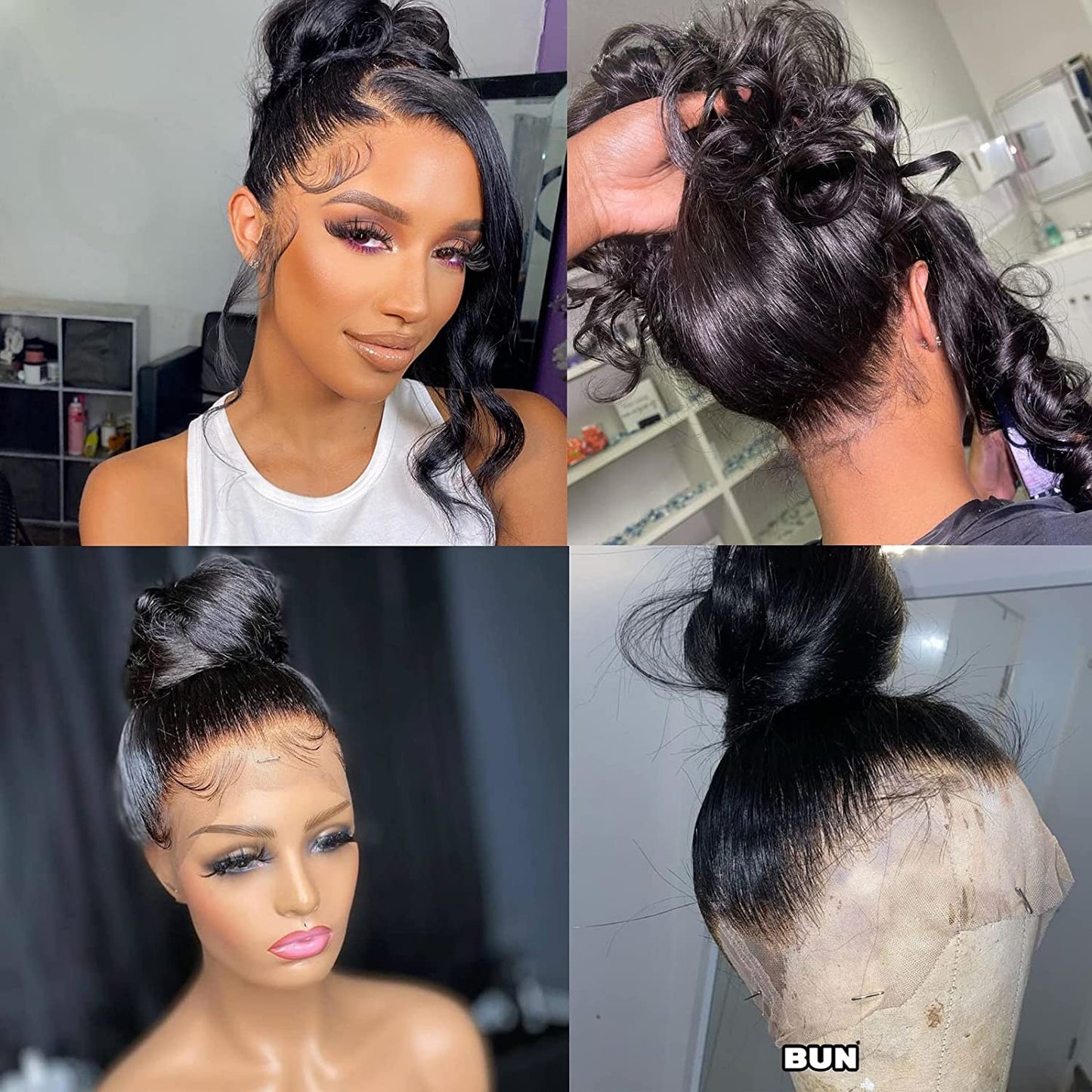 Ready 2 Wear Custom Full 360 Lace Front wigs Human Hair Pre Plucked, 18 Inch 360 Lace Front Wigs Human Hair Wigs For Black Women, HD Transparent Body Wave 360 Lace Frontal Wigs Human Hair Can Make High Ponytail & #highBuns