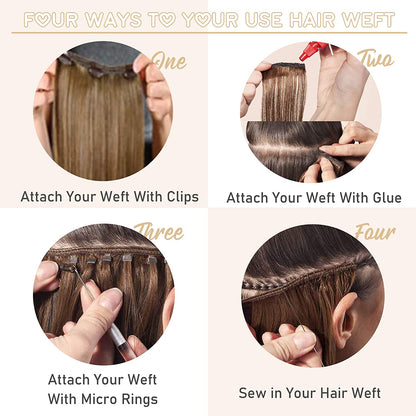 Remy Hair Weft Bundles Brazilian Human Hair +Add My Professional Sew in Hair Extensions Application Salon Service