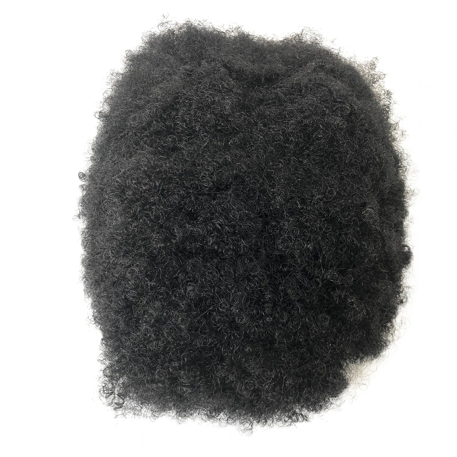 Afro Toupee for Black Men Curly Weave Brazilian Hair System All Pu  Injection Hair Unit for Black Men (1B# Natural Black,6MM Afro)