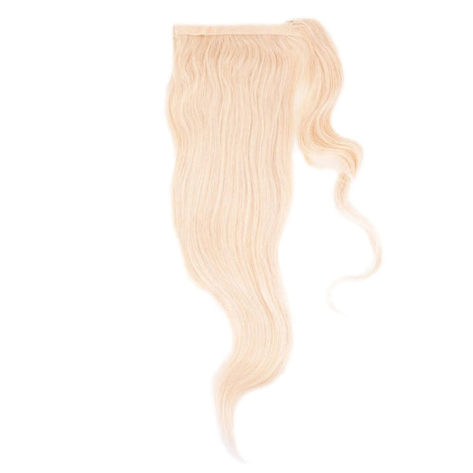 Blonde Ponytail  Human | Hair Wrap Around - Bleach Blonde Straight