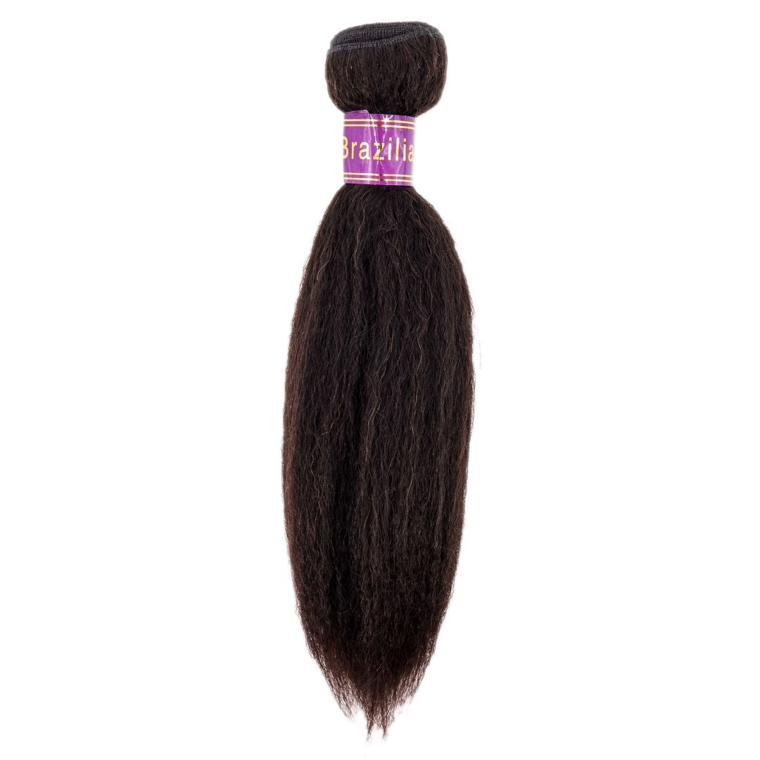 Kinky Straight Human Hair | Yaki Straight Brazilian Virgin Human Hair Bundles | Kinky Straight Remy Hair Extensions